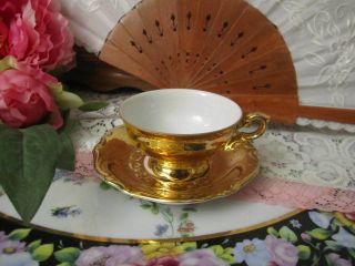 White And Gold Mini Tea Cup & Saucer Demitasse Gold Bavarian