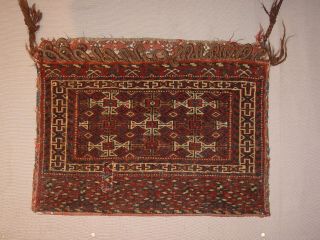 Great Antique Turkoman Yomud Bag Complete Hg