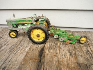 Vintage Eska Carter John Deere 620 630 720 730 Toy Tractor W/ 4 Bottom Plow 3pt