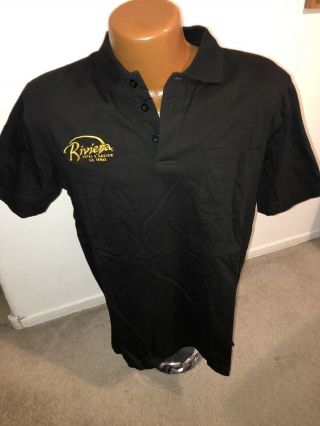 Nwot Vintage Las Vegas Closed Riviera Casino Black Pocket Polo Shirt Size Large