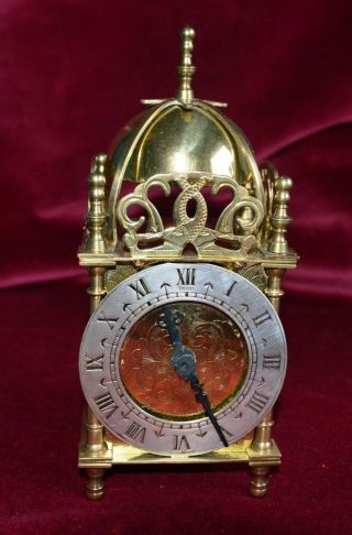 Antique Vintage Small Brass Smiths Lantern Clock With Quartz Movement