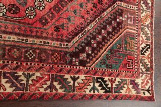 Vintage Geometric Tribal Abadeh Area Rug Hand - Knotted Pink Red Wool Carpet 6 