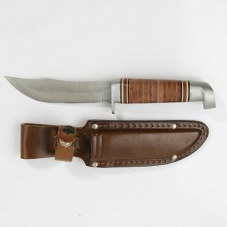 Vintage Western Usa 66 Hunting Knife With Leather Sheath