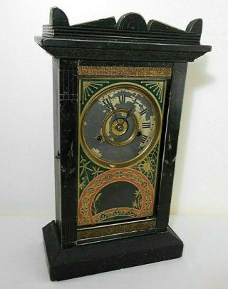 Victorian Kitchen / Shelf Clock With Alarm,  For Restoration Or Parts