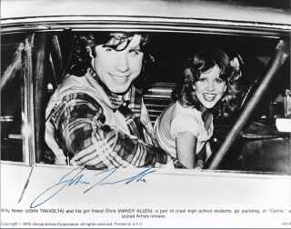 John Travolta In Carrie (1976) Hand - Signed 8” X 10” Scene W.  Nancy Allen