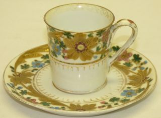 Demitasse Cup & Saucer Set Painted Floral Gold Royal Vienna Josef Riedl Beehive 2