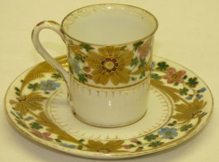 Demitasse Cup & Saucer Set Painted Floral Gold Royal Vienna Josef Riedl Beehive 3