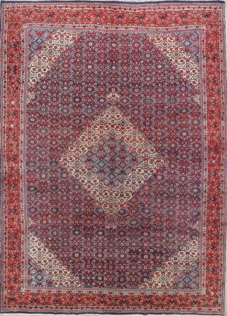 Living/dinning Room 10x13 Geometric Blue Oriental Hand Knotted Area Rug Wool