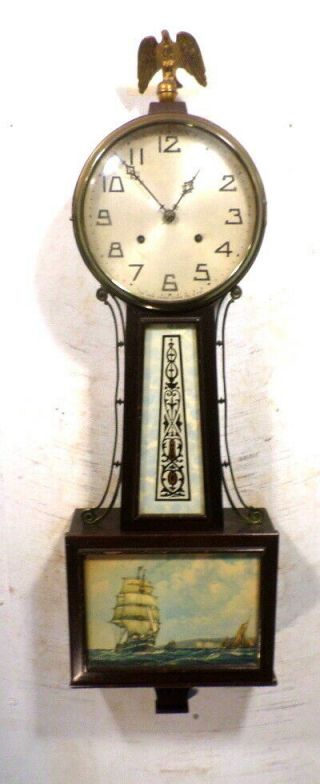 Very Large Haven Striking 37 " Banjo Clock With Eagle On Crest - - Circa 1890