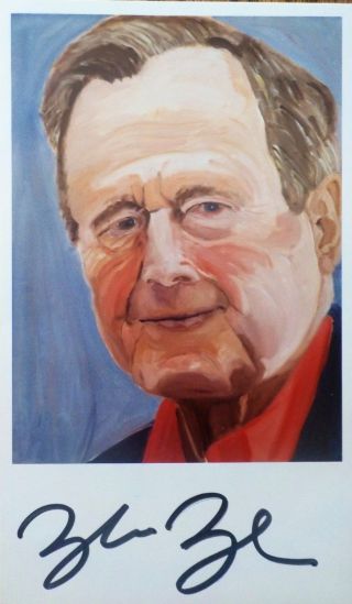 George W Bush - Autograph Of A Drawing Of His Father,  George Hw Bush