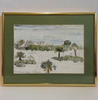 Art Watercolor Painting Signed By R.  Naumann " Boca Grande 1986 " Framed