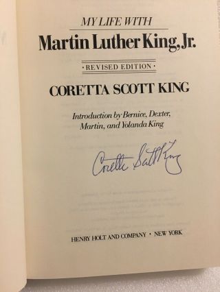 Coretta Scott King Signed Book “my Life With.  ” Civil Rights Leader