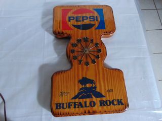 Vintage Pepsi Buffalo Rock Solid 19x11 " Wood Wall Clock – Clock Is Broken Read