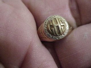 666 Antique Chs Ring 1925 Catholic High School Ring Solid 10k Gold 4.  6 Grams