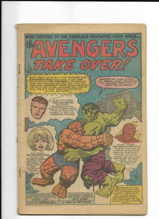 Fantastic Four 26.  Marvel Comics 1964.  Hulk.  Coverless