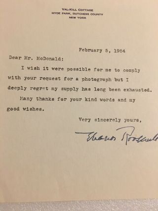 Eleanor Roosevelt Signed Letter First Lady,  Social Activist