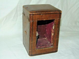 Antique Leather Brass Carriage Clock Case Box Travel Holder
