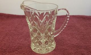 Vintage Creamer/syrup Pitcher,  Crystal Diamond Cut Glass,  Approx 5 " Tall