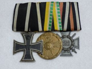 Wwi Saxe - Meiningen German Parade Mount Medal Bar Iron Cross - War Merit