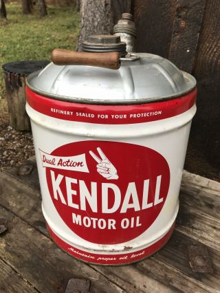 Vintage Kendall Duel Action Oil 5 Gallon Oil Can Gas Station