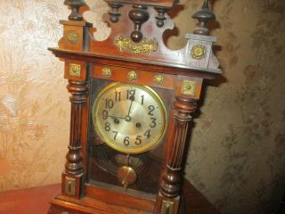Antique Mahogany Cased Mantel Clock/key Wound/with Key