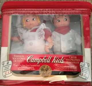 Vintage 1995 Fibre Craft Campbell Soup Kids Collector 5 " Dolls & Clothes Set