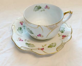 Ucagco Vintage Occupied Japan (1945 - 1952) Gold Floral Tea Cup And Saucer Set