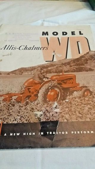 Vintage Booklet Allis - Chalmers Model Wd Tractor