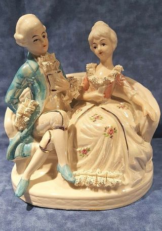 Vintage Figurine Porcelain Lace Man And Woman Couple Loveseat - 4 Of 93 - German?