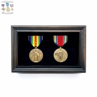 Wwi - Wwii U.  S.  Victory Medal Frame Set Back To Back World War Champs Ww1 - Ww2