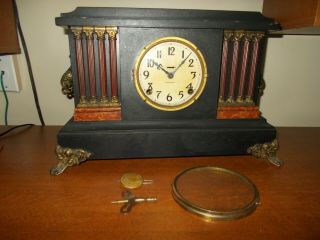 Circa 1900 E.  Ingraham 8 Day Time/strike Fancy Mantel Clock,  Parts/project
