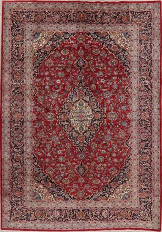Vintage Floral Oriental Area Rug Wool Hand - Knotted Dining Room Carpet 8x12 Red