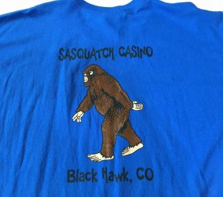 Sasquatch Casino Men’s 2xl Blue T Shirt Blackhawk Co Colorado Big Foot Gambling