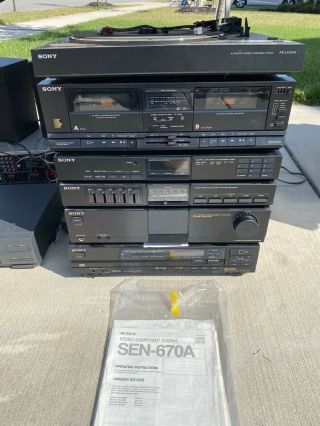 Vintage Sony Hst211 Stereo Component System Rack Double Cassette Tape Equalizer
