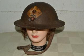 Antique Ww1 Usmc Doughboy Helmet - 2nd Division 6th Marine Regiment War Relic