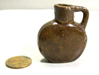 Antique Miniature Stoneware Jug 3,  Round & Flat