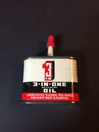 Vintage 3 In One 1 Oz Mini Oil Can W/ Cap