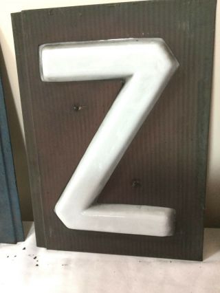 Letter " Z " Vintage Old Movie Theatre Marquee Sign Translucent Light Up Glass 13 "