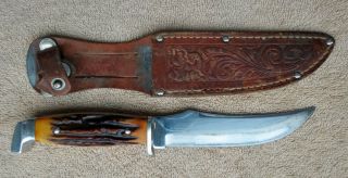 Vintage Case Fixed Blade Hunting Knife Stag Handle With Sheath