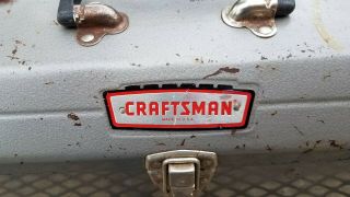 80 ' s Vintage Craftsman ' Crown - logo ' 6516 hip - roof toolbox with carry tray. 2