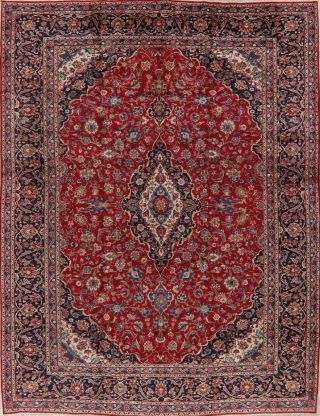 Traditional Area Rug Hand - Knotted Wool Oriental Floral Red Carpet 10 X 13