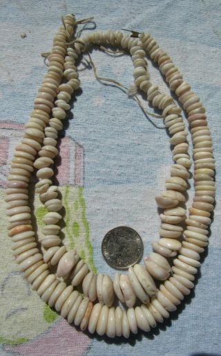 2 Vintage Puka Shell Necklaces Hawaiian Large Beads Surfer Men Women 168 Grams