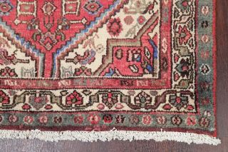 Vintage Geometric 9 Ft Runner Hamedan Wool Rug Hand - Knotted Stair Carpet 3 