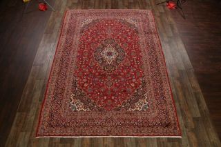Vintage Traditional Floral LARGE RED Area Rug Hand - Knotted Oriental Carpet 9x13 3
