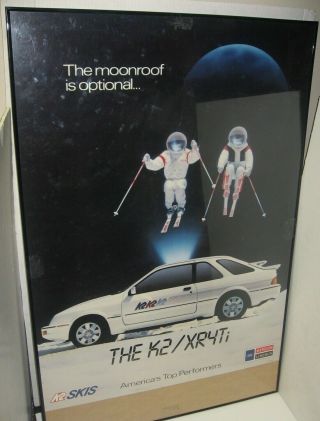 Vintage 1987 Lincoln Mercury Merkur K2 Skis Xr4ti Promo Poster Prop