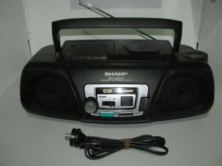 Vintage Sharp Boombox Stereo Portable Cd Tape Player Radio Mega Bass Qt - Cd111h