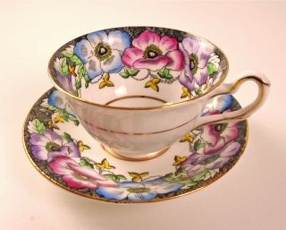 Vintage Taylor & Kent,  Longton,  England Bone China Floral Teacup And Saucer