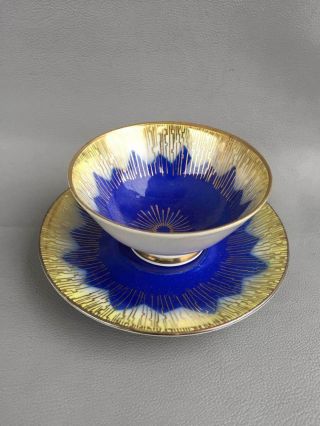 Vintage Gkc Bavaria Tea Set Cup & Saucer Blue & Gold