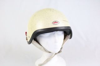Read Vintage White Metallic Flake 1968 Bell Shorty Toptex Size 7 1/4 Helmet