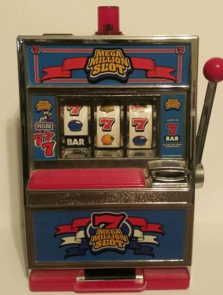 Vintage Radica Mega Million Slot Machine Bank Bells Lights B6930 One Arm Bandit